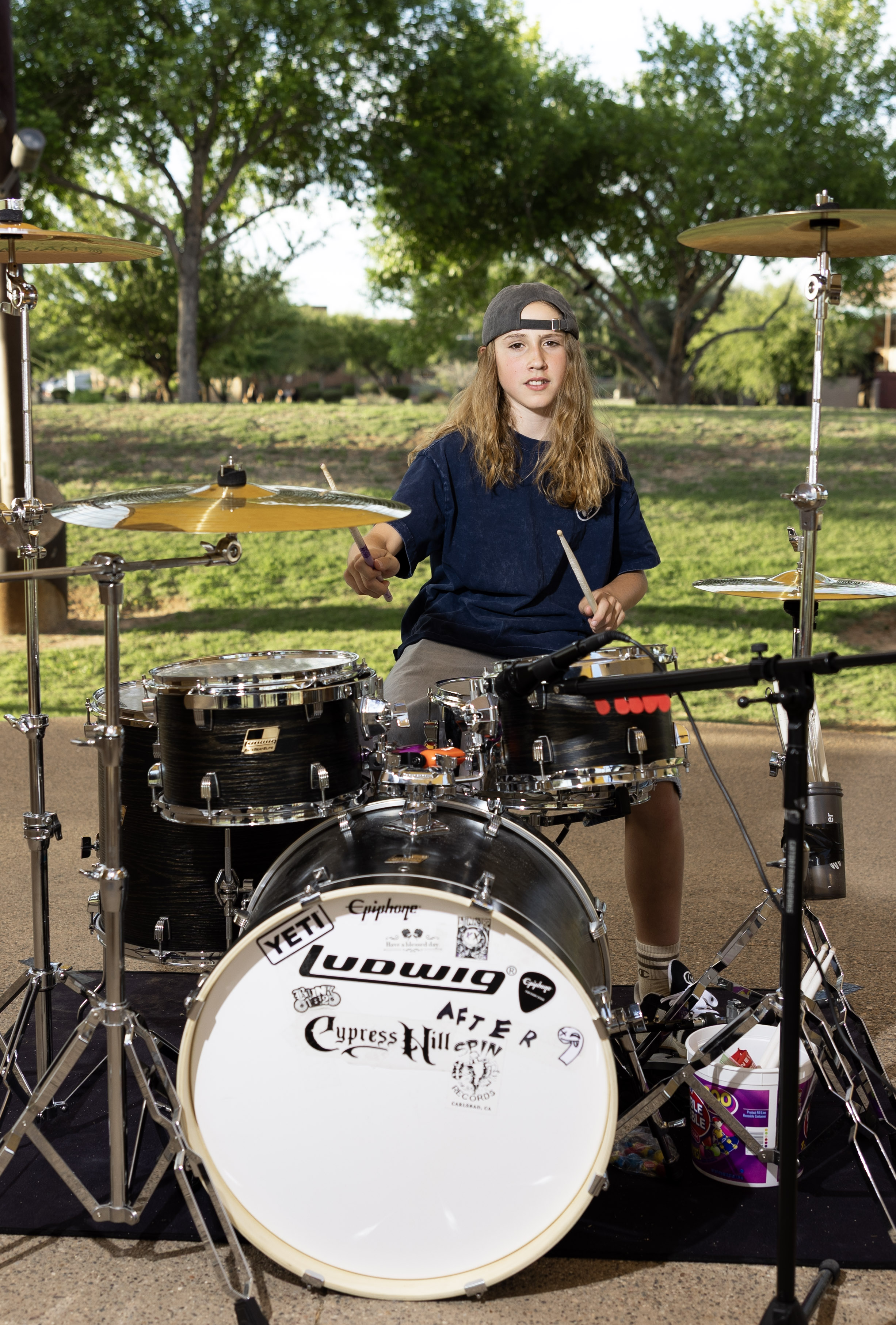 Rex on drums